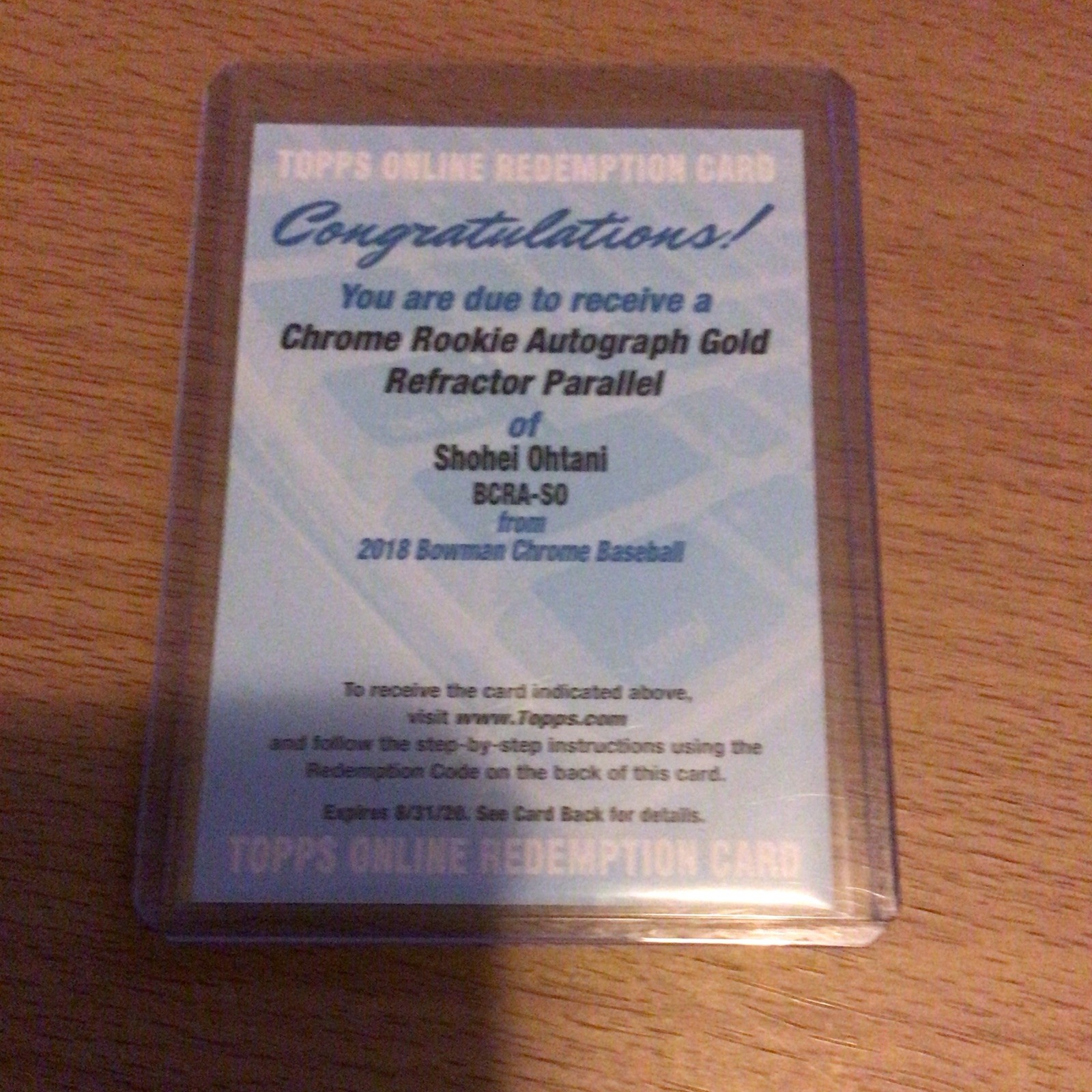 2018 Bowman Chrome Shohei Ohtani Rookie Auto Gold Refractor /50 Redemption 2018 Bowman Chrome Shohei Ohtani Rookie Auto Gold Refractor /50 Redemption