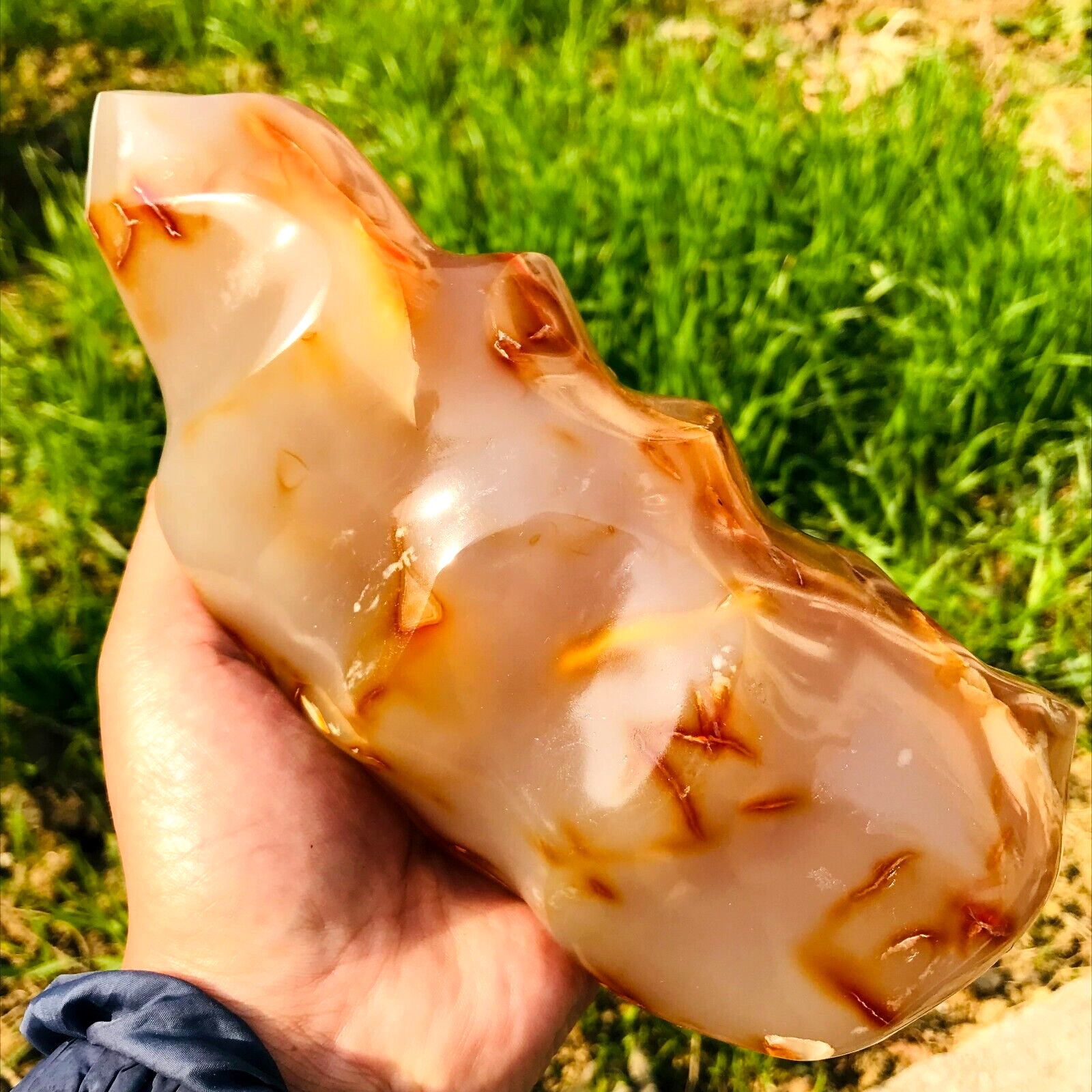 3.68lb Large Natural Agate Chalcedony Flame Crystal Torch Wand Specimen Healing 3.68lb Large Natural Agate Chalcedony Flame Crystal Torch Wand Specimen Healing