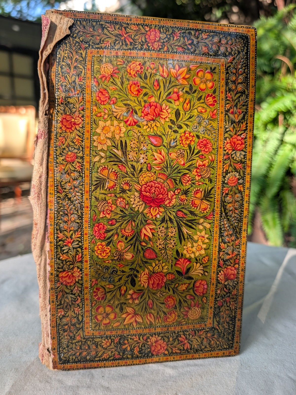 Qajar Persian Hand Painted Lacquer Book Binding Qajar Persian Hand Painted Lacquer Book Binding