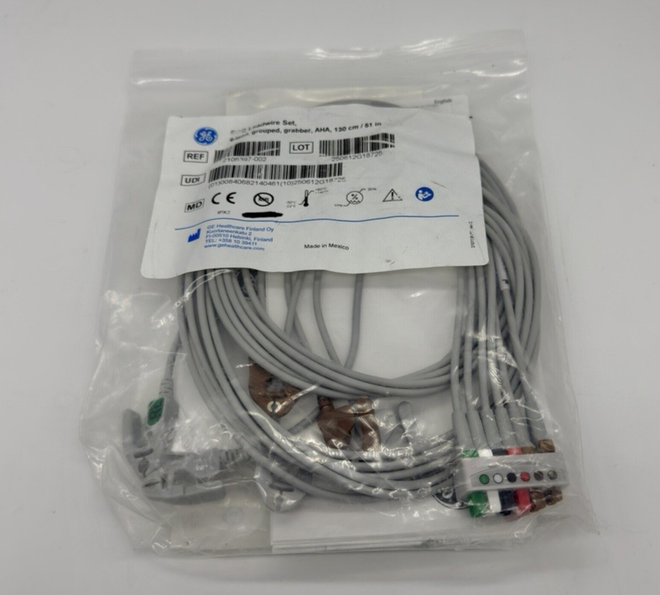 GE 2106397-002 ECG Leadwire Set 6-Lead Grouped Grabber 51 GE 2106397-002 ECG Leadwire Set 6-Lead Grouped Grabber 51
