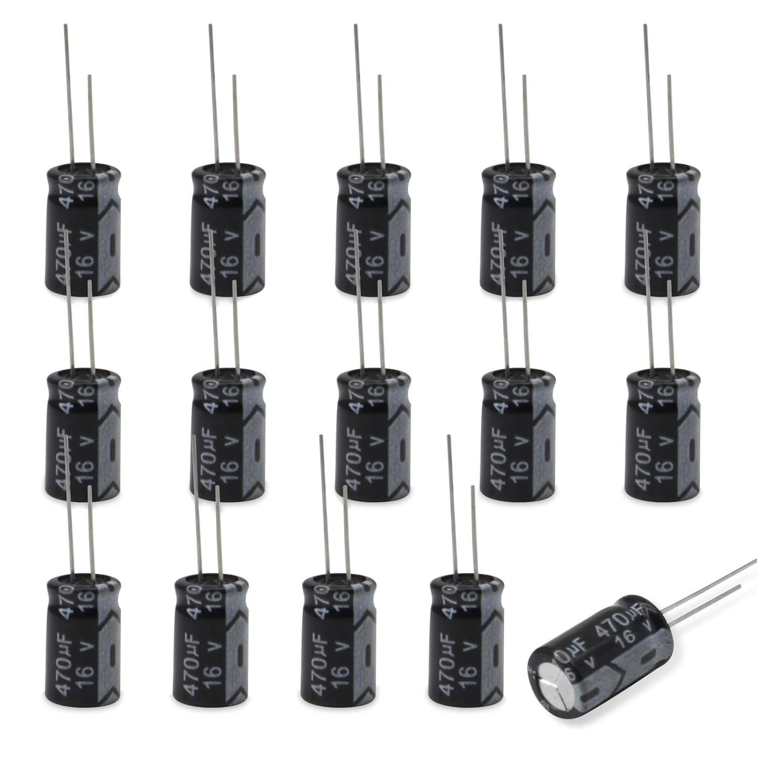 15 Pc 16v 470uf Capacitor, Aluminum Radial Electrolytic Capacitors for Tv, Lcd,