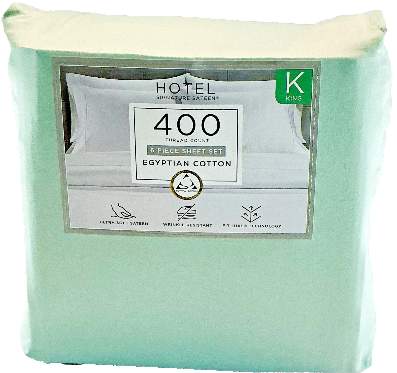 Hotel Signature Sheet Set 6 Piece Egyptian Cotton 400 TC King Blue Green -PO Hotel Signature Sheet Set 6 Piece Egyptian Cotton 400 TC King Blue Green -PO