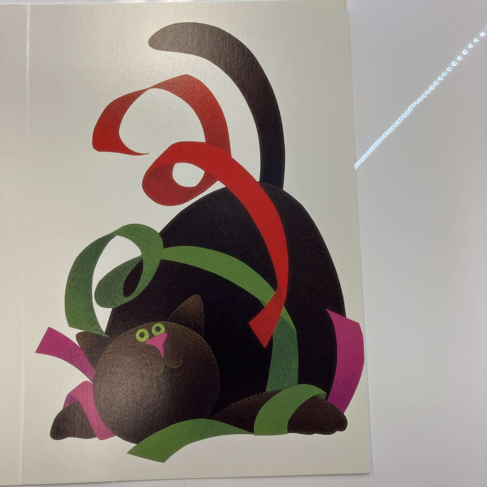Vintage 1980s Linnea Happy Holidays Cat *Card Unfolded *No Envelope * Recycled