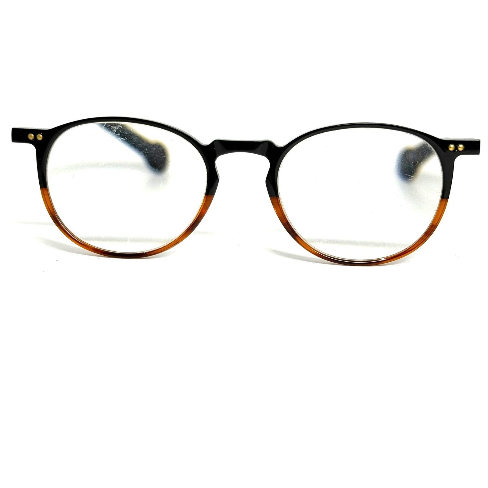 Scott Harris Vintage Europa V-45 Black Tortoise Gold Round Eyeglasses 48-19-146