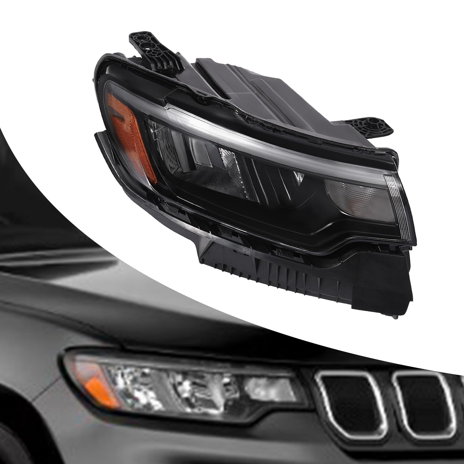 for Jeep Compass 2022-2024 Halogen LED Headlights Headlamps DRL Left Right Front