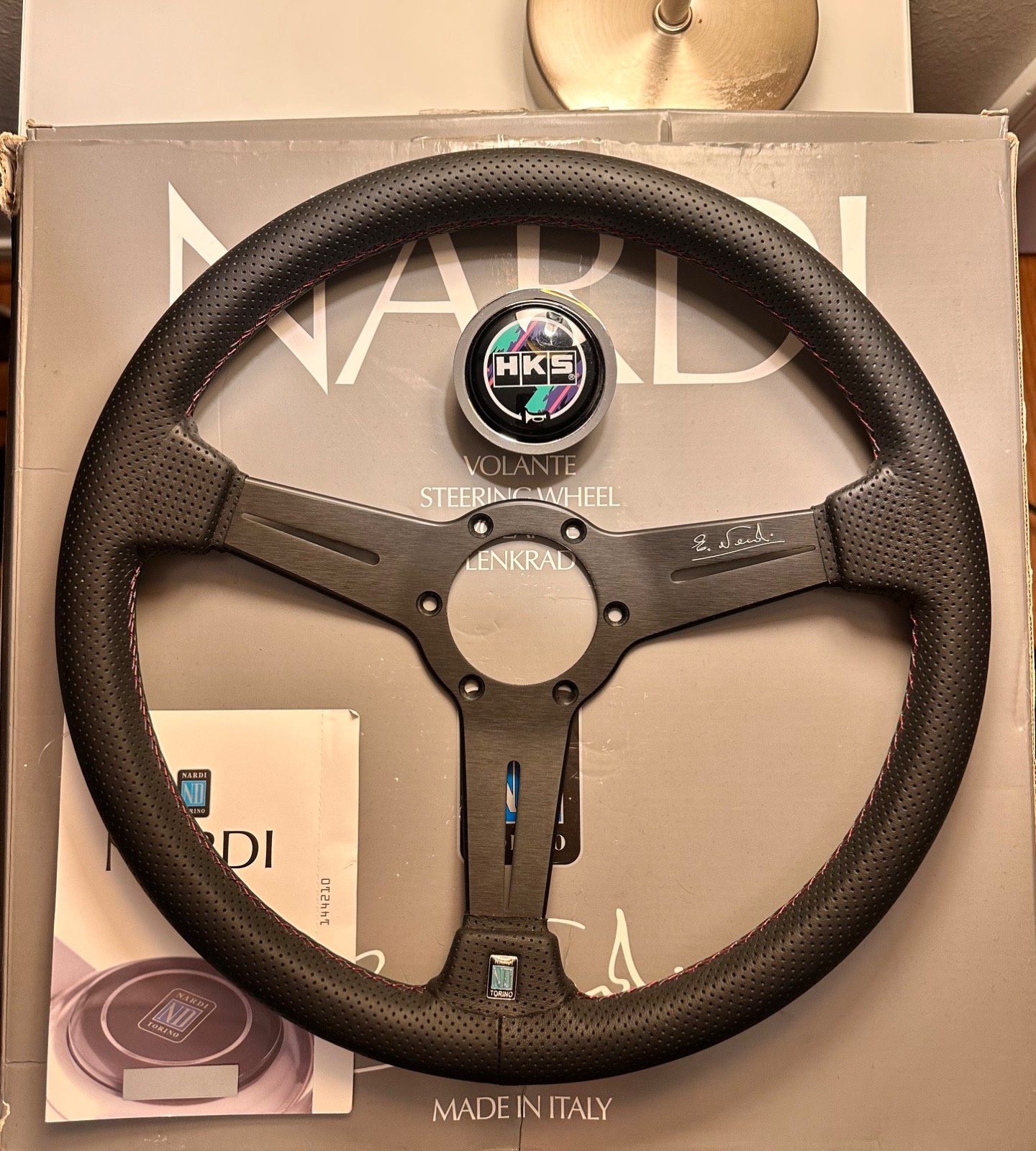 HKS nardi steering wheel 340mm non deep corn rare discontinued HKS nardi steering wheel 340mm non deep corn rare discontinued