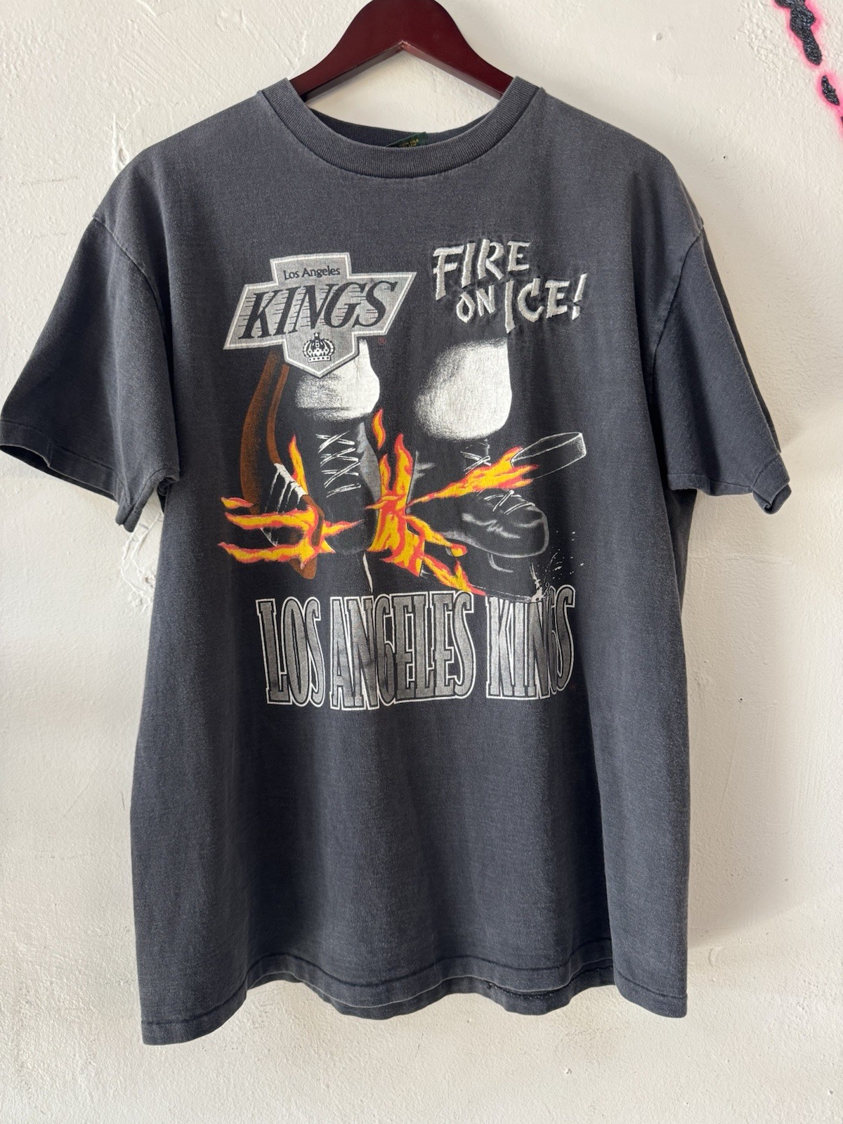 Vintage 1990 LA Kings Fire On Ice T Shirt XL Home Team Advantage NHL USA