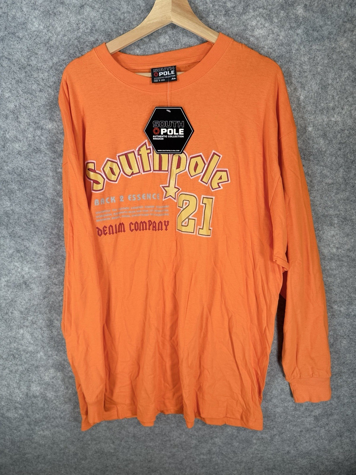 Vintage Southpole Tshirt Men’s XL Long sleeve Logo Y2K  Orange Skater  Grunge