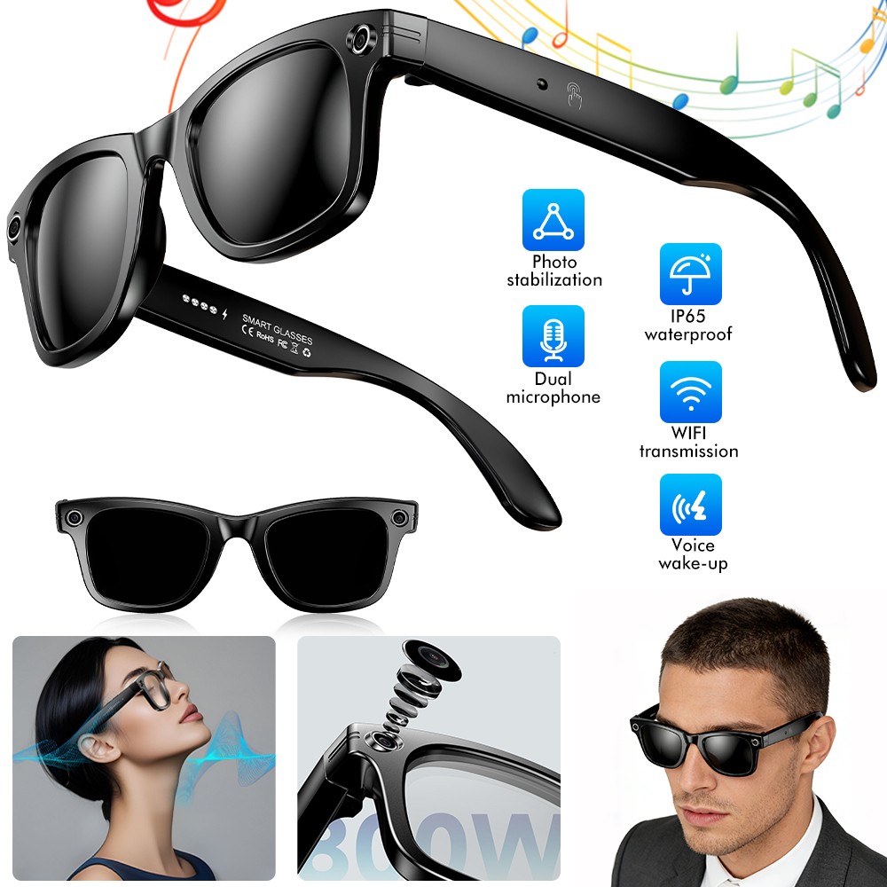 AI Gafas inteligentes Camara HD Bluetooth Traduccion Auriculares Para Telefonos