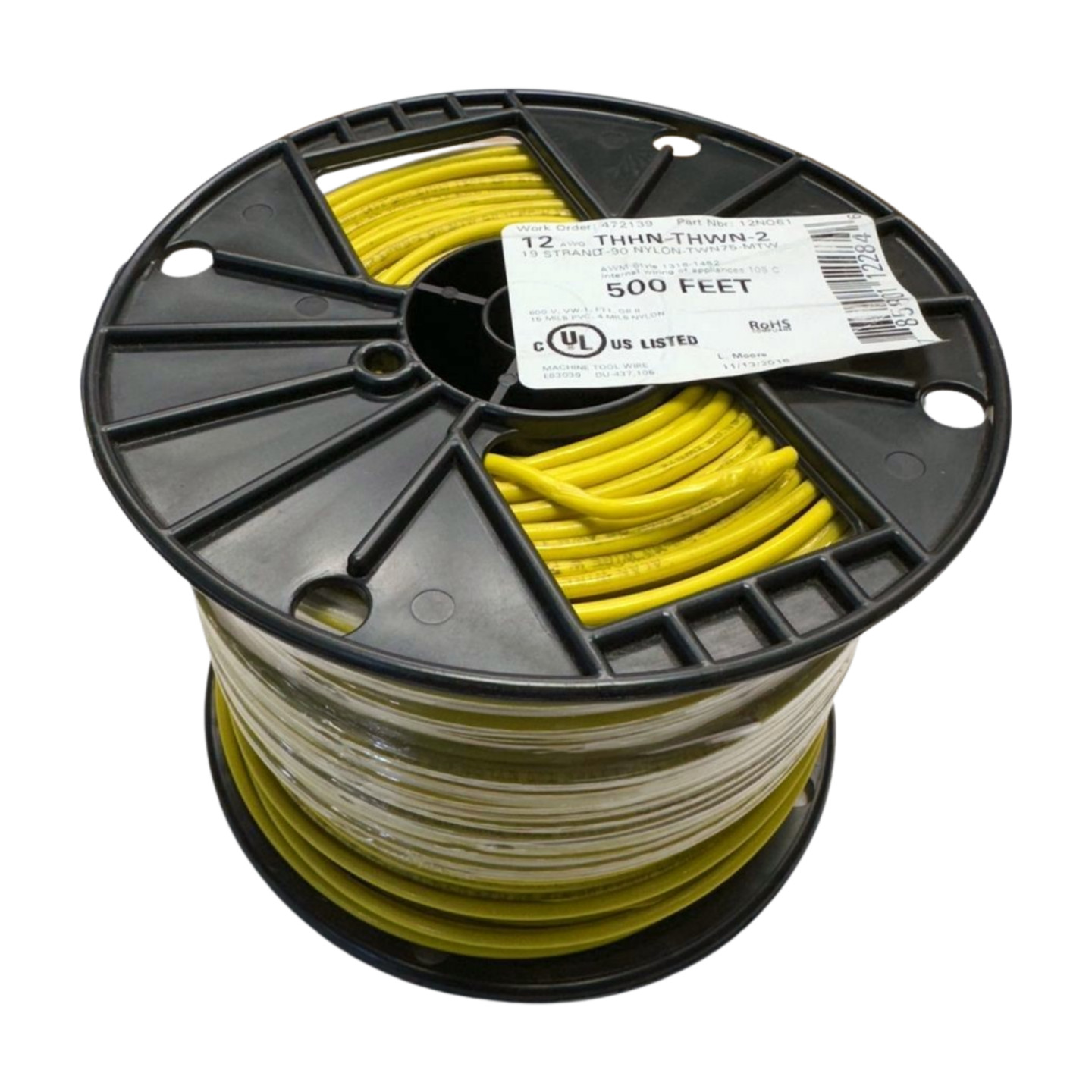 Alan Wire E83039 Type MTW THWN-2 THNN Yellow Machine Tool Wire 12 AWG 500' Alan Wire E83039 Type MTW THWN-2 THNN Yellow Machine Tool Wire 12 AWG 500'