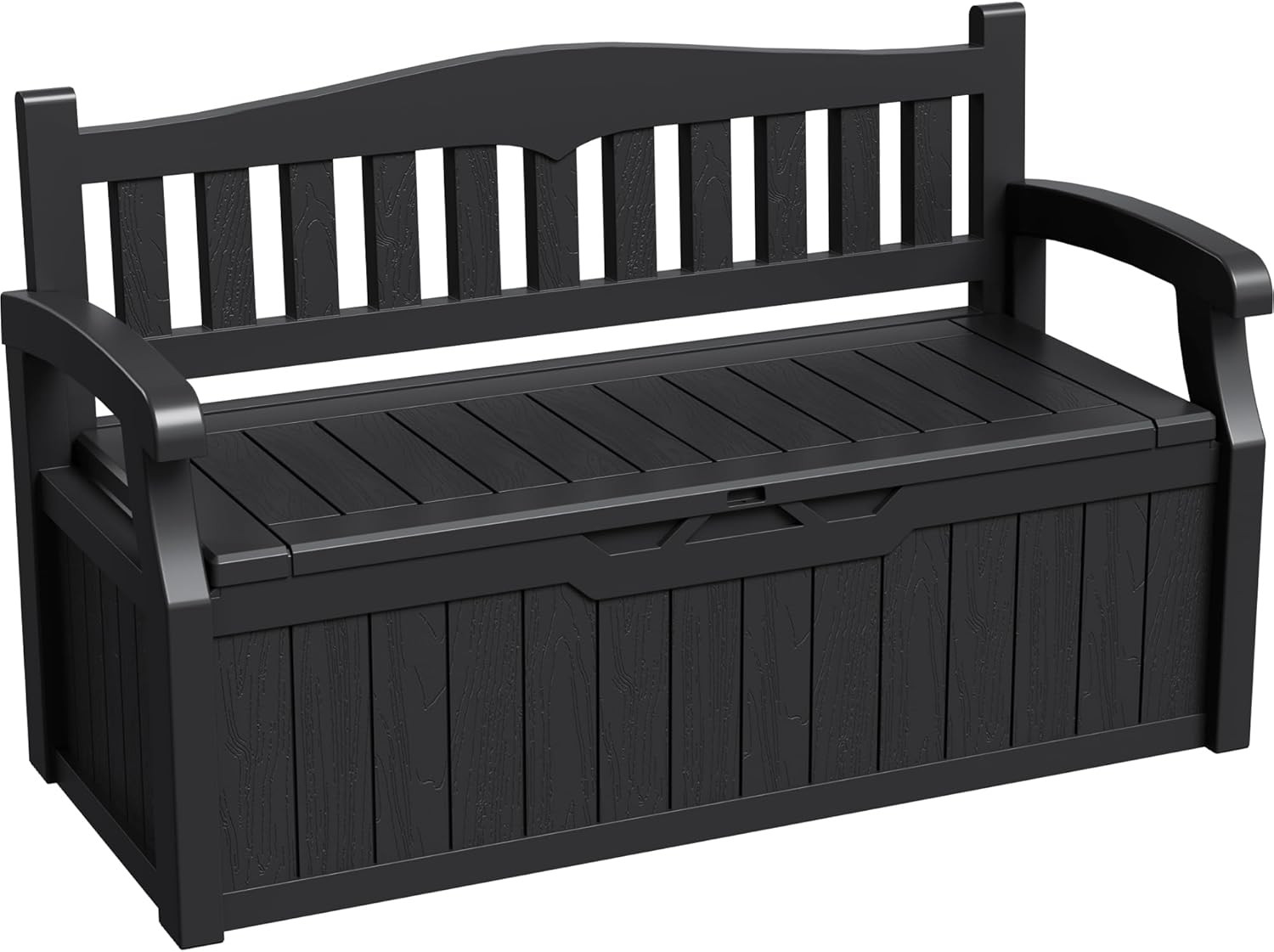 80 Gallon Storage Bench Outdoor Deck Box with Armrest, Black