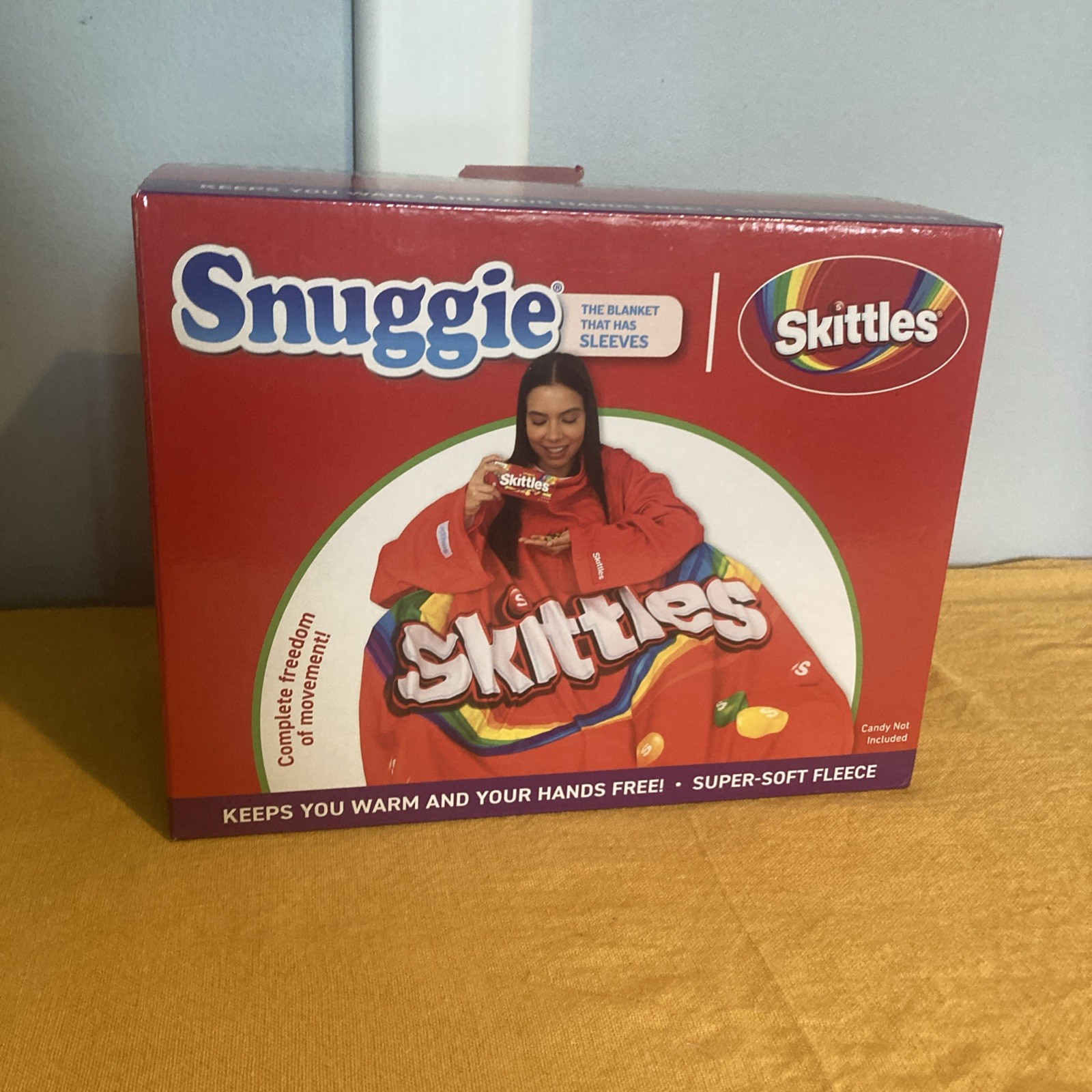 Snuggie Skittles Wearable Super Soft Fleece Blanket with Sleeves 71” x 54” New 