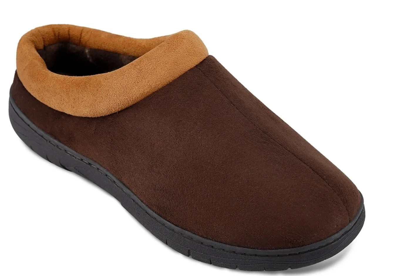 New Mens Haggar Memory Foam Microsuede Brown Clogs Slippers