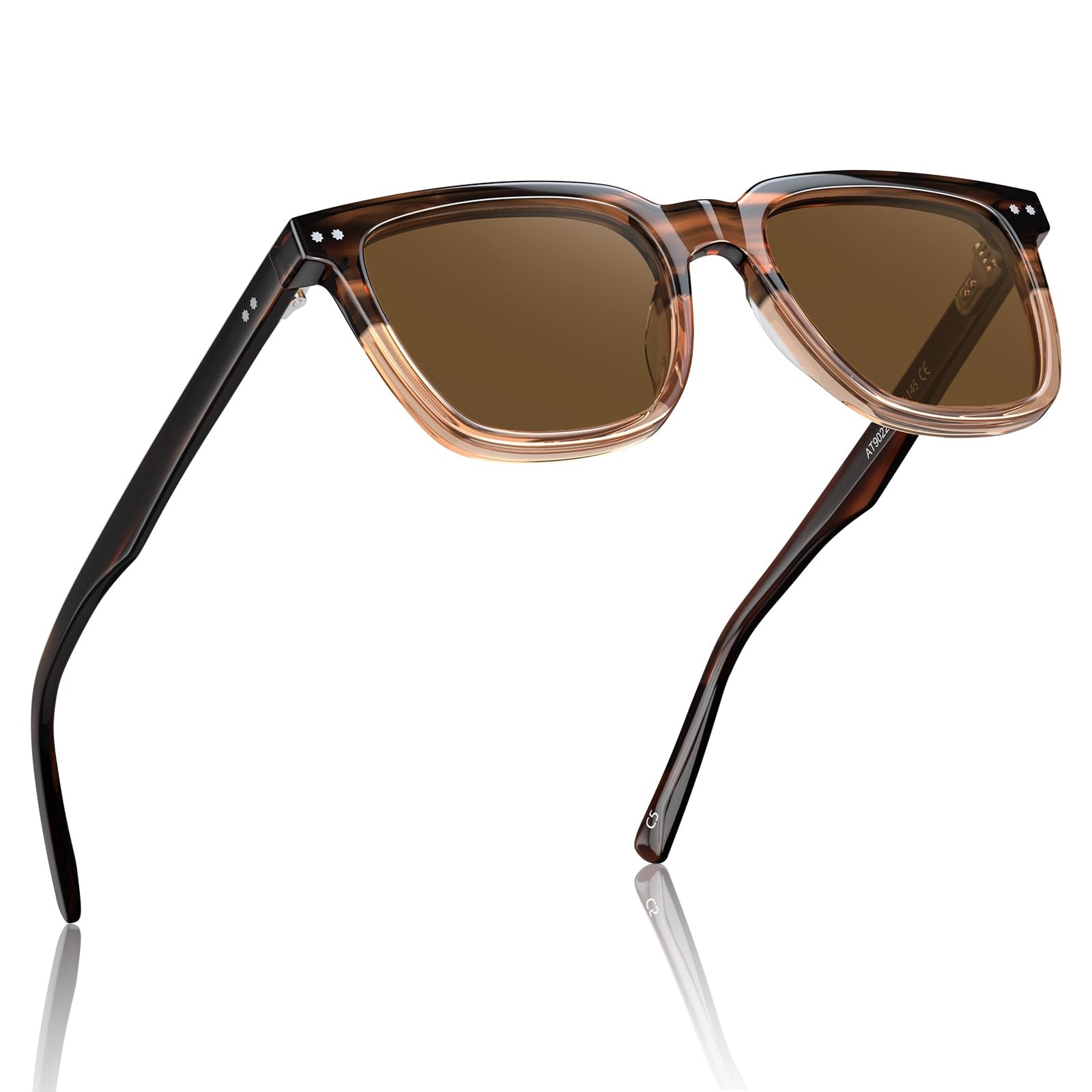 CARFIA Acetate Polarized Sunglasses for Men UV Protection Square Classic Eyew...