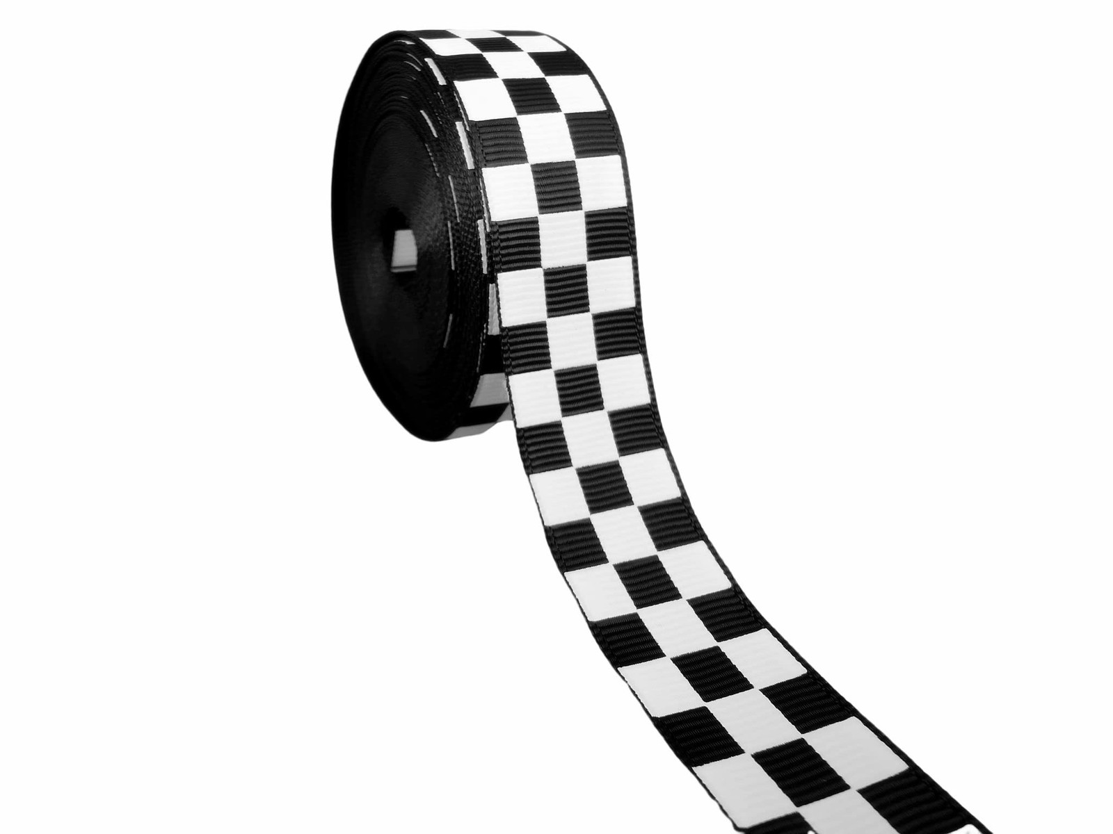 7/8 Inch x 10 Yards Black White Checkered Grosgrain Craft Ribbon Decor