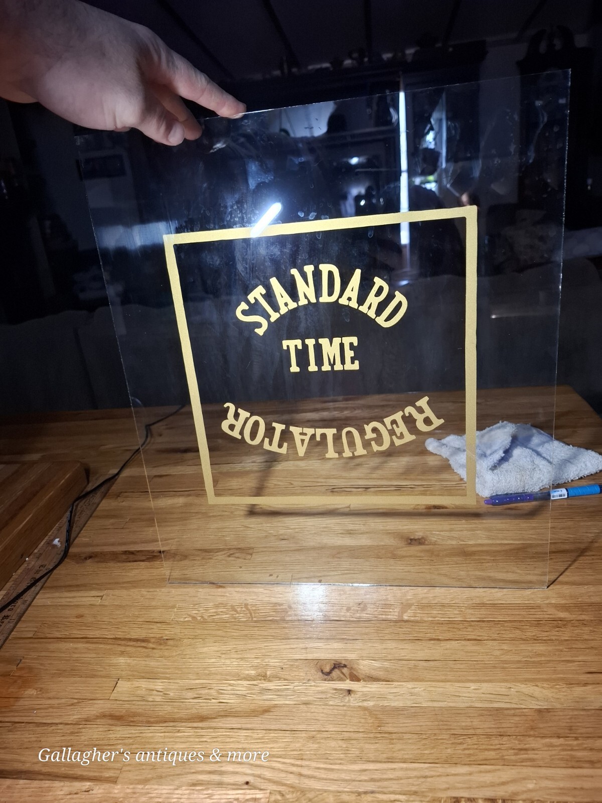 Vintage Nos Regulator Clock Glass Window Panel Gold Lettering Replacement 14x16 Vintage Nos Regulator Clock Glass Window Panel Gold Lettering Replacement 14x16