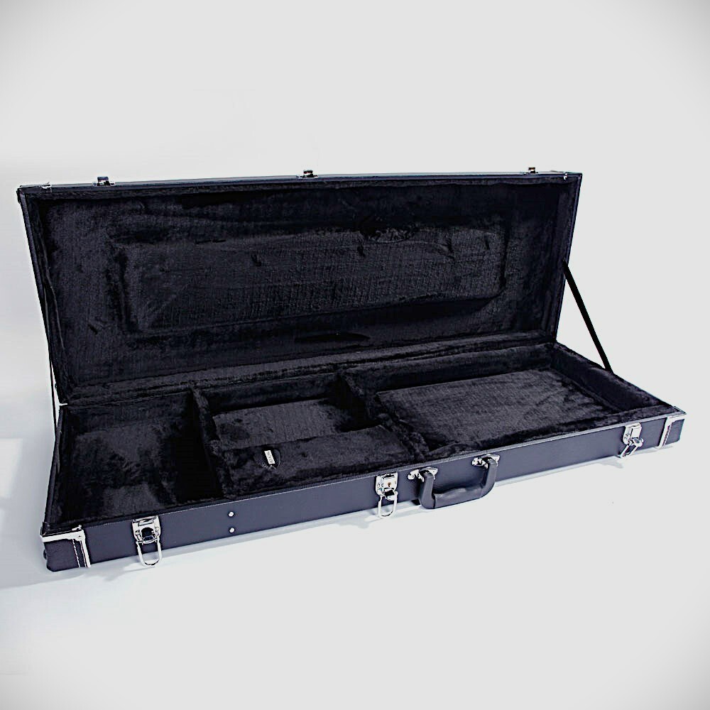 Black Hard-Shell Locking Electric Guitar Case for Strat, Tele Style Guitars