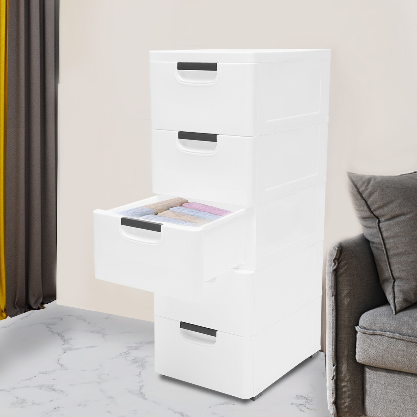 Plastic Drawers Dresser with 5 Drawers 15.75 x 11.81 x 33.07inches Cabinet