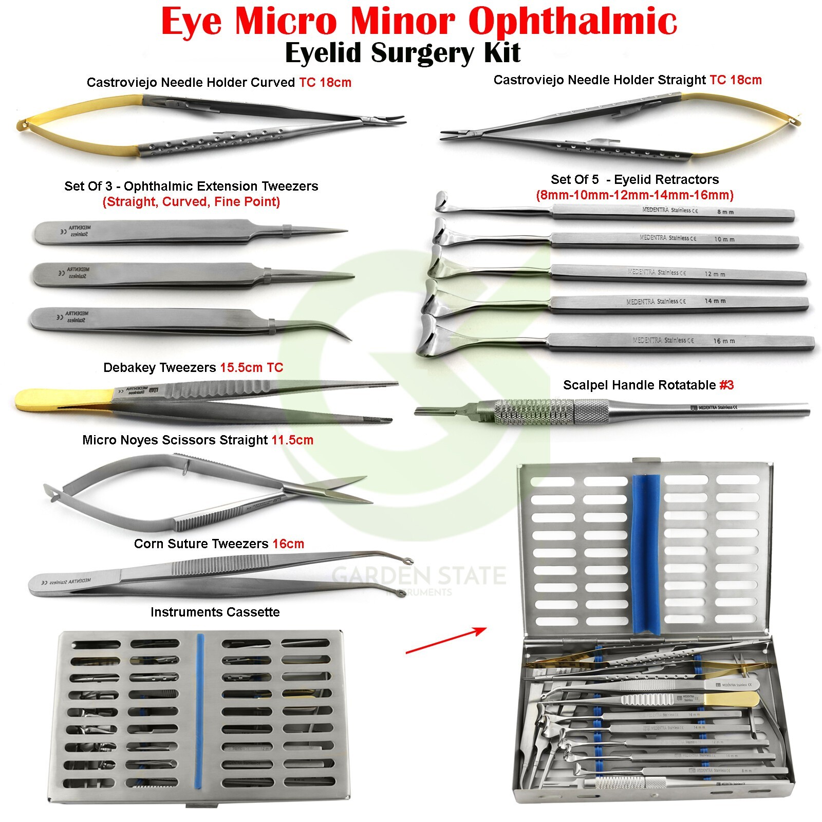 Eye Micro Surgery Surgical Ophthalmic Kit Cassette Veterinary Blepharoplasty Set