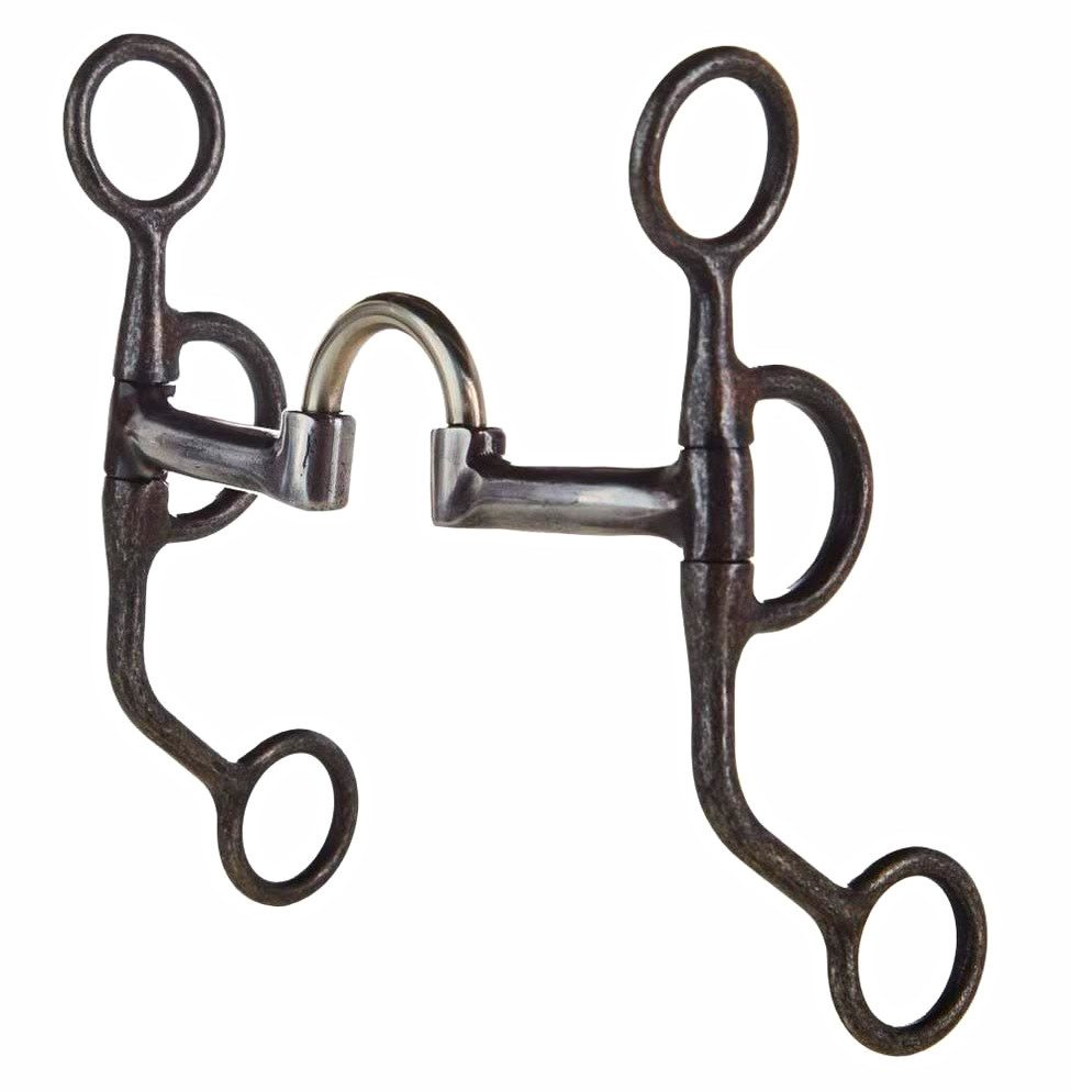 Ventra Global Western Snaffle Bit with Shanks and Rings, Black/Silver Ventra Global Western Snaffle Bit with Shanks and Rings, Black/Silver