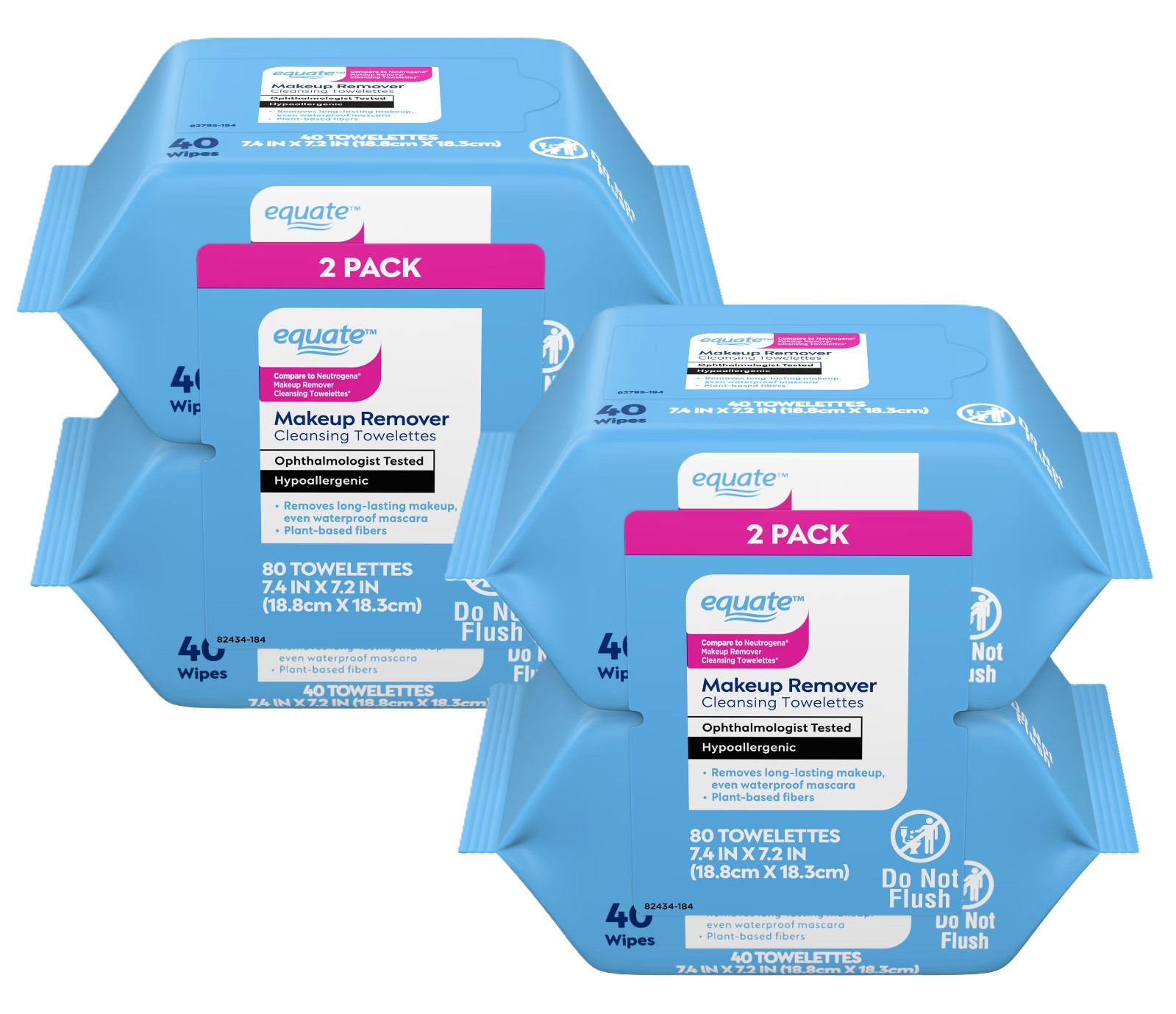 4 Packs of Equate Makeup Remover Cleansing Towelettes, 40 Count, Total 160 4 Packs of Equate Makeup Remover Cleansing Towelettes, 40 Count, Total 160