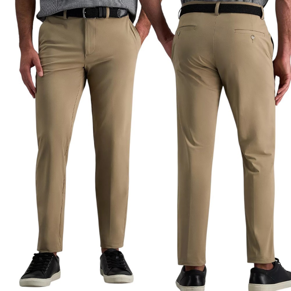 Haggar Sport Travel Performance Pants Mens Khaki Straight Fit Flex Waist Flat Haggar Sport Travel Performance Pants Mens Khaki Straight Fit Flex Waist Flat