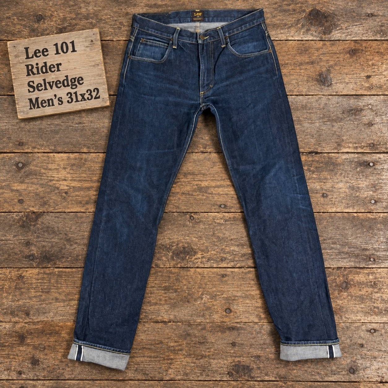 Lee 101 Rider Selvedge Jeans Mens 31x32 Indigo Japanese Left Hand Twill Denim