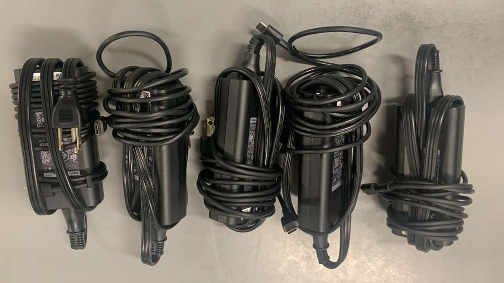 LOT OF 5 GENUINE DELL 65 WATT USB-C AC ADAPTER WITH POWER CORD
