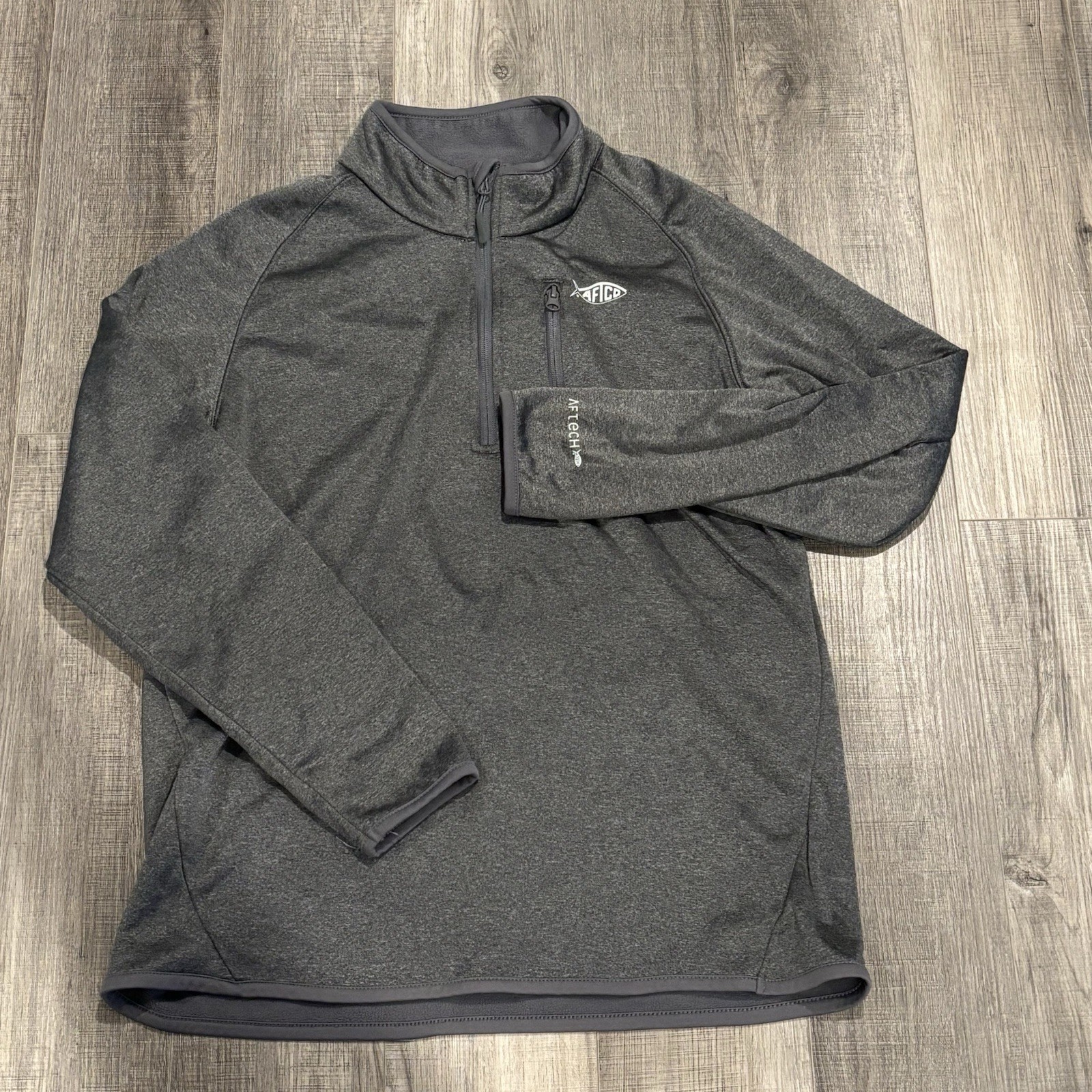 AFTCO Pullover Mens Medium Gray AFTECH 1/4 Zip Fishing Fleece Top Long Sleeve AFTCO Pullover Mens Medium Gray AFTECH 1/4 Zip Fishing Fleece Top Long Sleeve
