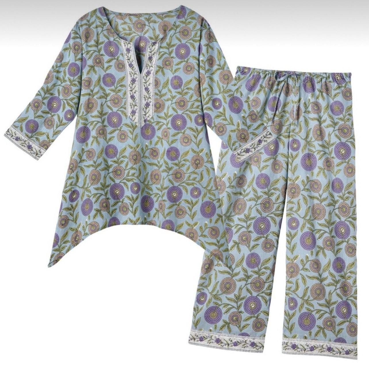 Signals Dahlia Floral 100% cotton Women\'s Breathable Lightweight pajama set 1X