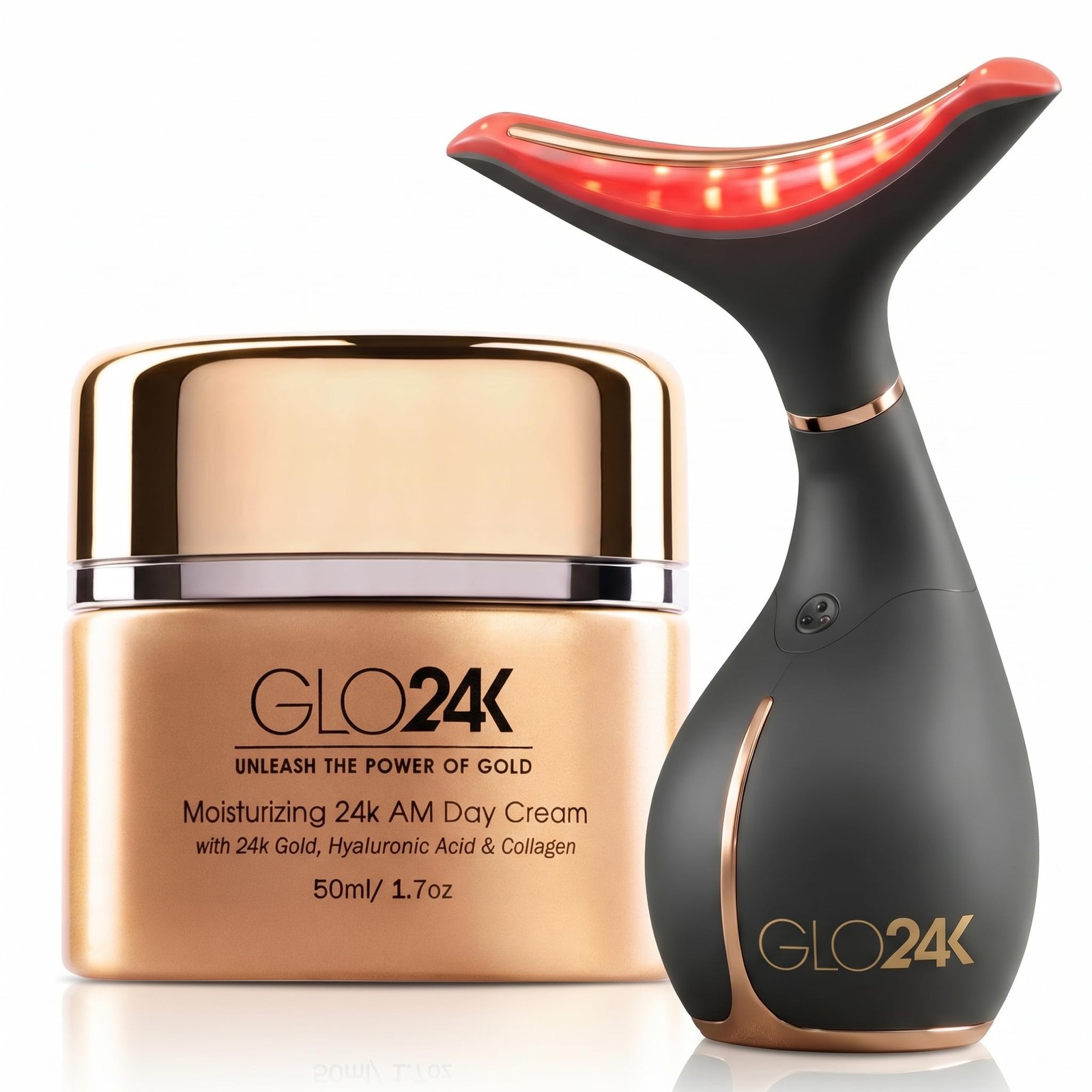 GLO24K Red Light Facial Massager with 24K Gold 3.13 Pound (Pack of 1), White GLO24K Red Light Facial Massager with 24K Gold 3.13 Pound (Pack of 1), White