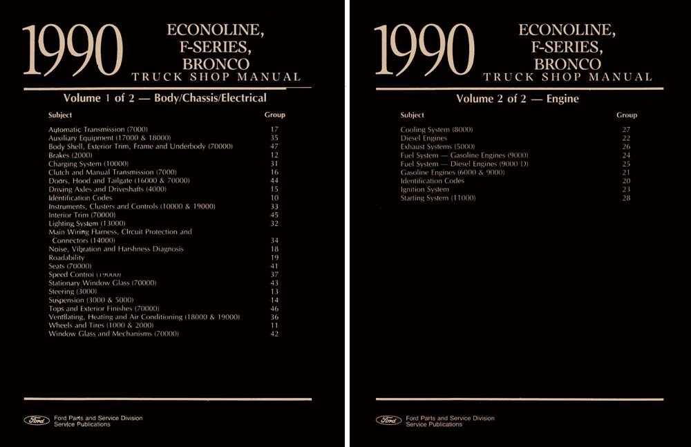 1990 Ford Truck F-150, F-250, F-350, Econoline Factory Shop Service Manual 1990 Ford Truck F-150, F-250, F-350, Econoline Factory Shop Service Manual