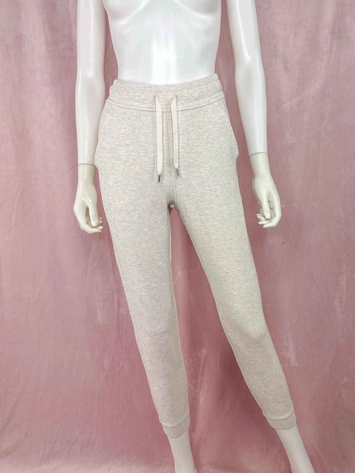 Lululemon Womens Pink Beige Warm Down Jogger Size 2 Skinny Leg Textured