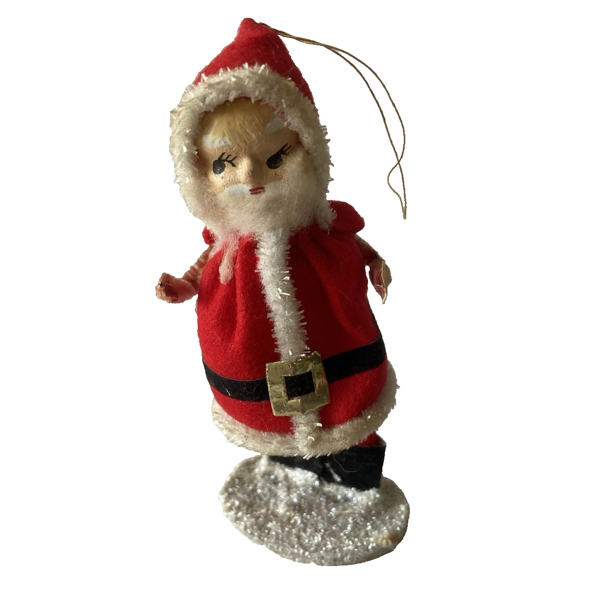 Vintage Papier-Mâché Cardboard Felt Santa Ornament Glitter Japan Vintage Papier-Mâché Cardboard Felt Santa Ornament Glitter Japan