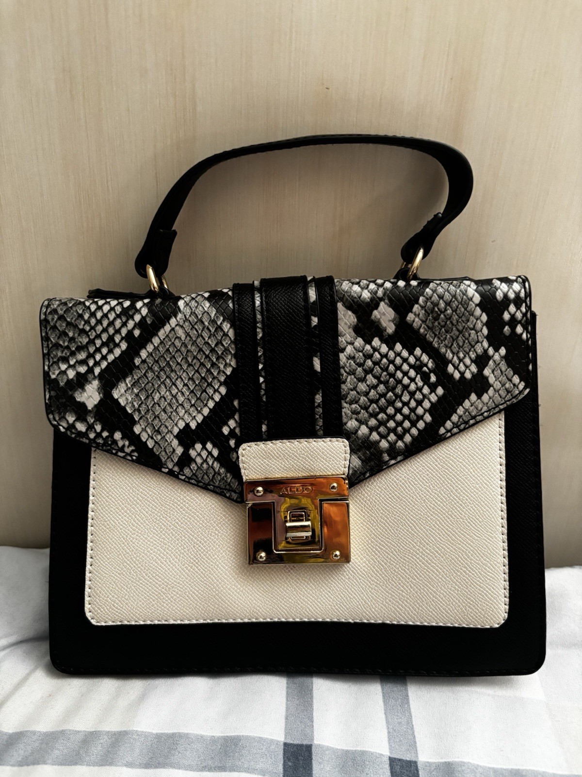 ALDO Animal Print Colorblock Satchel Top Handle w/ Detachable Crossbody Strap ALDO Animal Print Colorblock Satchel Top Handle w/ Detachable Crossbody Strap