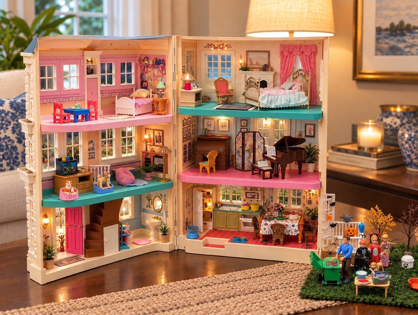 RARE Vintage Fisher Price Loving Family Townhouse OOAK Halloween Dollhouse RARE Vintage Fisher Price Loving Family Townhouse OOAK Halloween Dollhouse