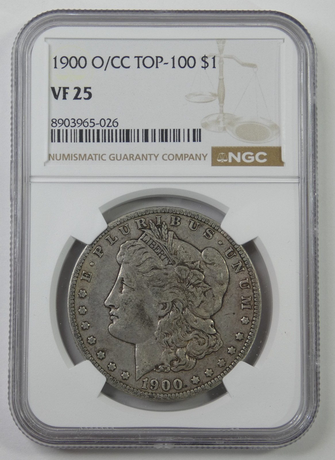 1900-O/CC TOP-100 USA $1 Morgan Silver Dollar NGC VF 25