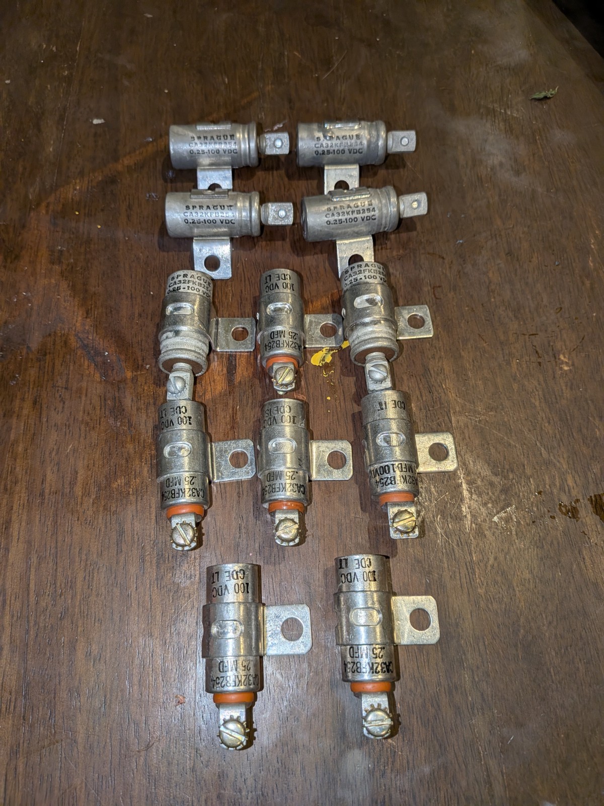 NOS Vintage Sprague & CDE Feed-Through Capacitors 0.25 MFD 100VDC - Lot of 12