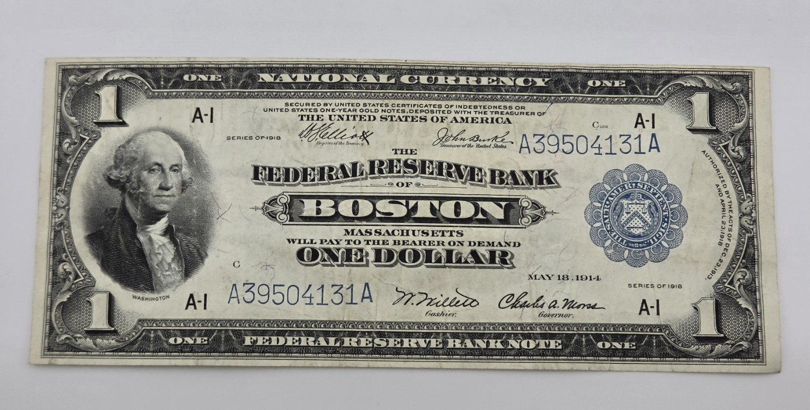 STUNNING 1918 $1 Federal Reserve Bank of Boston National Currency FLYING EAGLE STUNNING 1918 $1 Federal Reserve Bank of Boston National Currency FLYING EAGLE