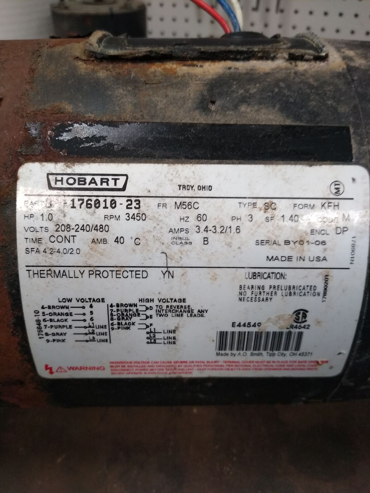 220/440 used Hobart Motor 8-176010-23