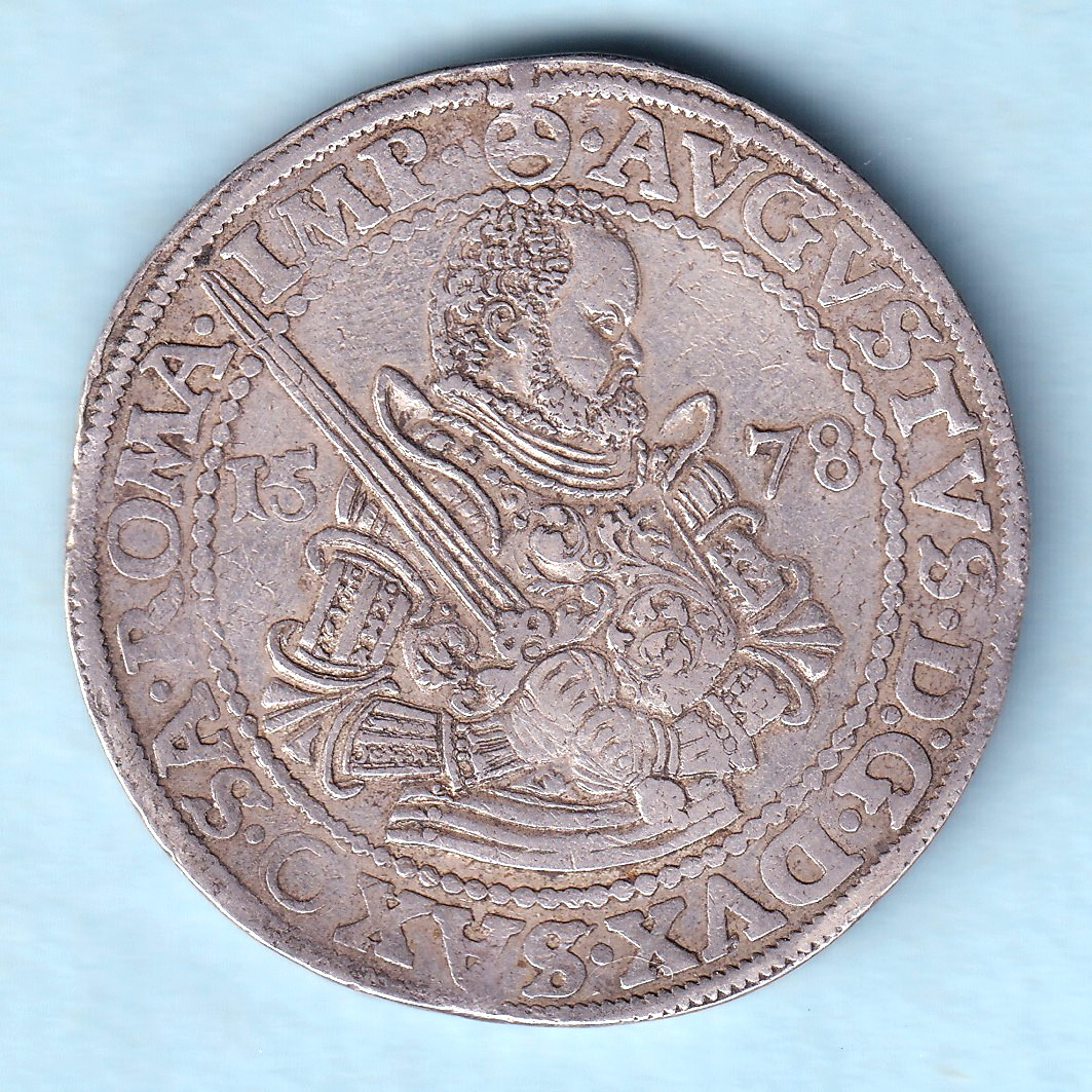 Germany - Saxony. 1578-HB Thaler.. Augustus. aVF Germany - Saxony. 1578-HB Thaler.. Augustus. aVF
