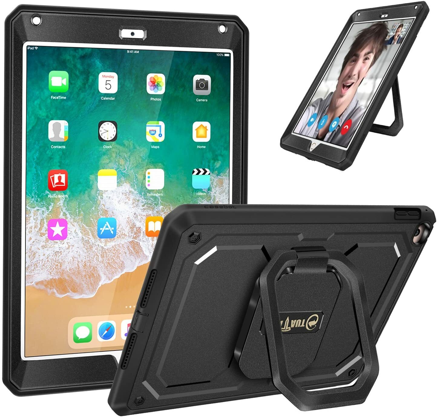 Tuatara Case for iPad 9.7 Inch 2018/2017 Rotating Grip Stand Shockproof Cover