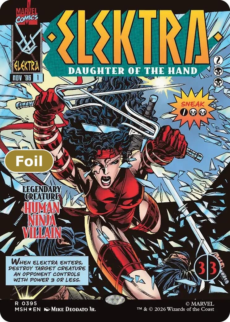 Elektra, Daughter of the Hand (Borderless) (0395) R Foil 395 MSH NM Elektra, Daughter of the Hand (Borderless) (0395) R Foil 395 MSH NM