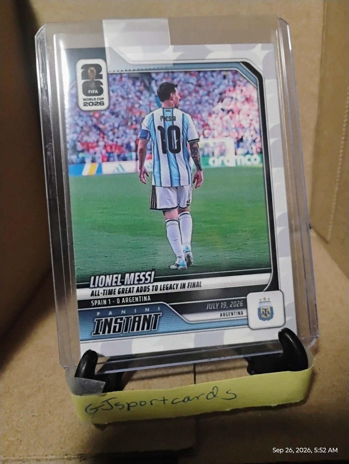 2026 Panini Instant FIFA World Cup #248 Lionel Messi Argentina PR:20150 In-Hand 2026 Panini Instant FIFA World Cup #248 Lionel Messi Argentina PR:20150 In-Hand