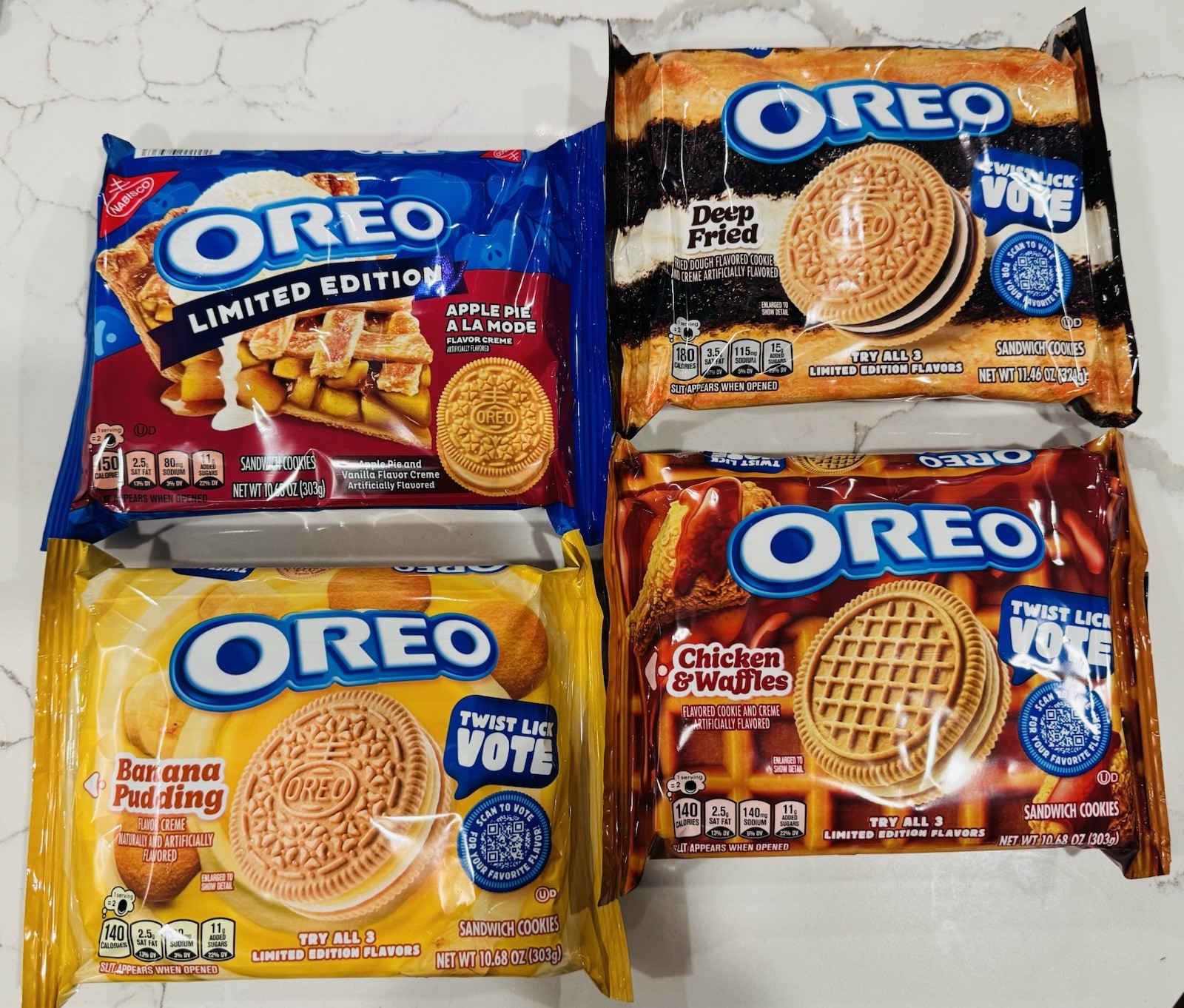 4 Pk Limited Edition Deep fried Oreos, Chicken & Waffles, Banana Pudding, Apple 4 Pk Limited Edition Deep fried Oreos, Chicken & Waffles, Banana Pudding, Apple