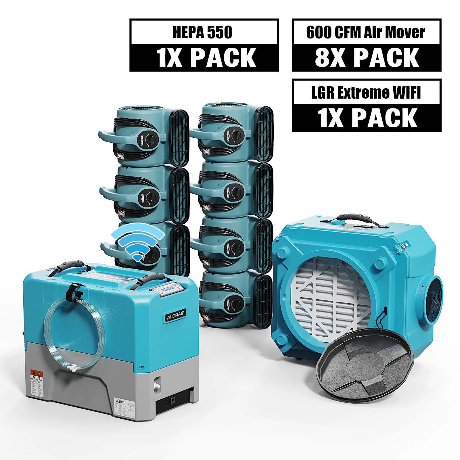 Alorair Water Damage Restoration Bundle-Air Mover Air Scrubber Dehumidifier Pack