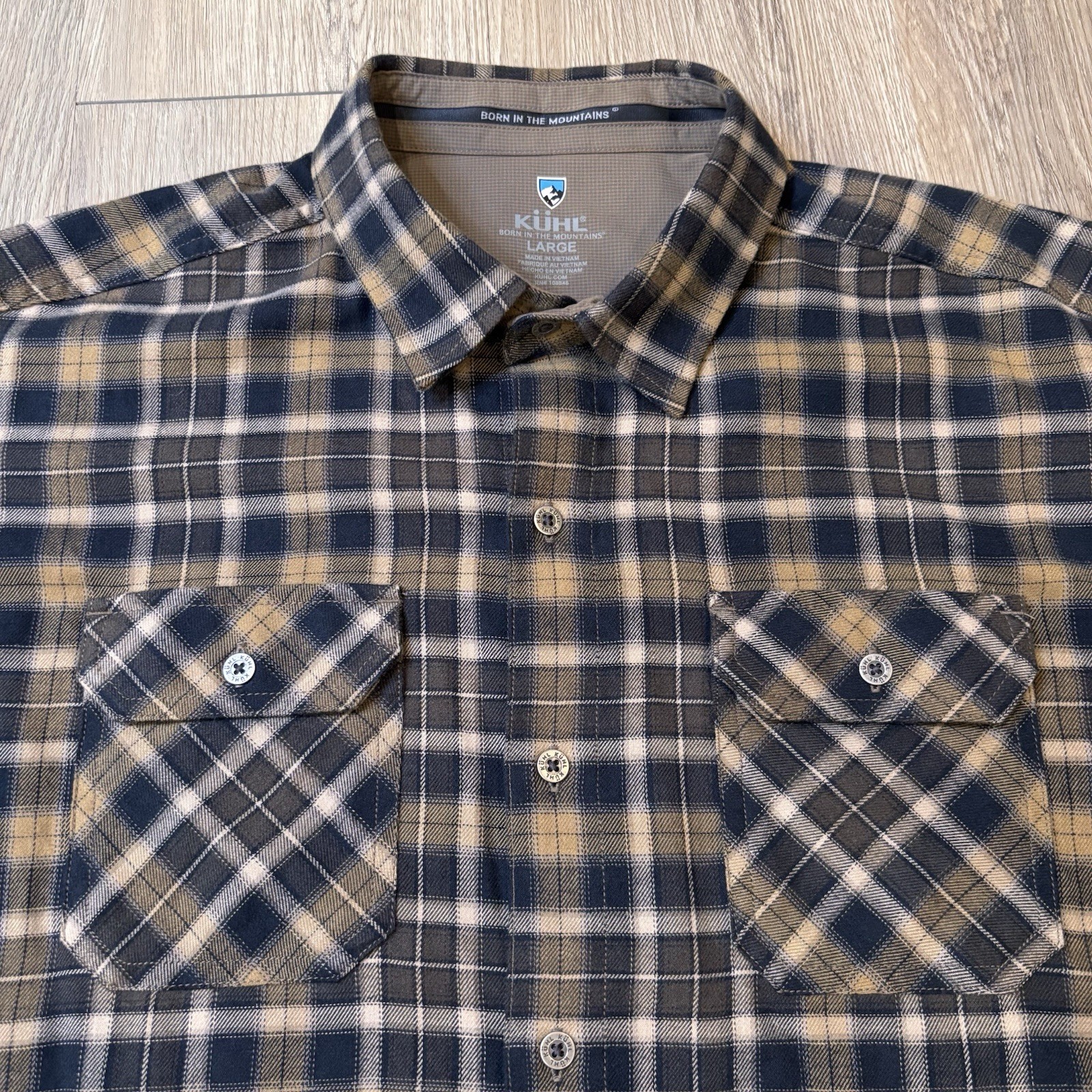 Kuhl Men’s Dillingr Long Sleeve Flannel Plaid Button Up Shirt Brown L 7186 EUC