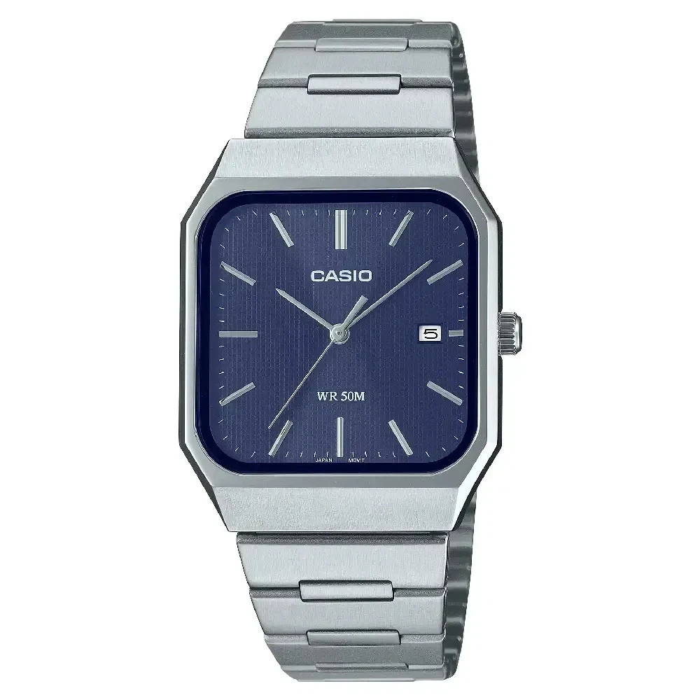 Casio MTP-B185D-2A1 Blue Dial Stainless Steel Men\'s Watch w/ Box NEW