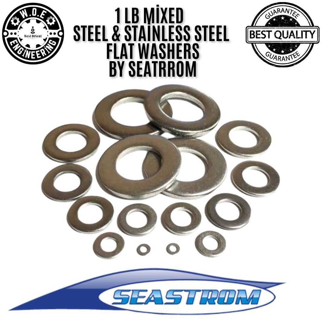 1 LB Mixed Stainless Steel Flat Washers by Seastrom 2500+ Pieces 50+ Variant ￼