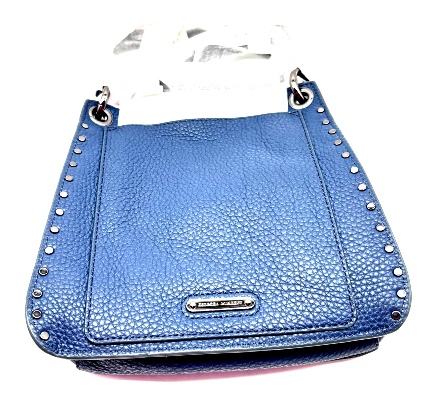 Rebecca Minkoff Studded Small Shoulder Bag Blue Leather Womens New Rebecca Minkoff Studded Small Shoulder Bag Blue Leather Womens New